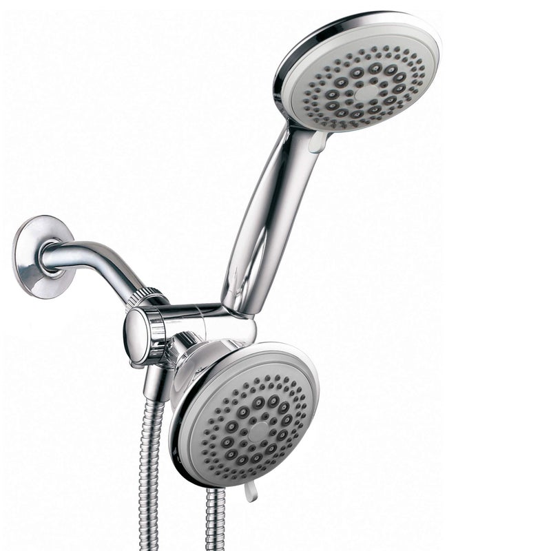Dream Spa DreamSpa 36-setting 3-way Shower Head â€“ Removable Shower Wand and Fixed Shower Combination â€“ 5-foot Flexible Steel Hose, Tool-Free Installation, Gray Face, Chrome Finish - Image 1